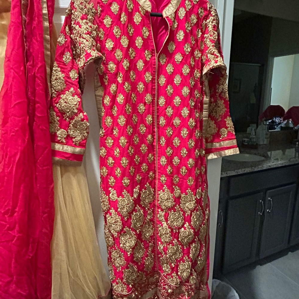 Sharara 3 piece set. Lehenga skirt. Full length Kurti. Scarf.